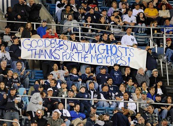 Fans hold up a sign during last night's game.